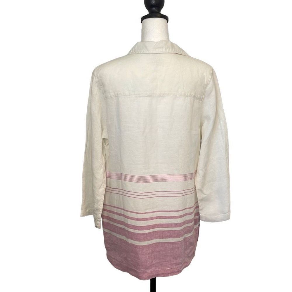 Sigrid Olsen Linen Tunic Top Cream/Pink/Lavender … - image 4